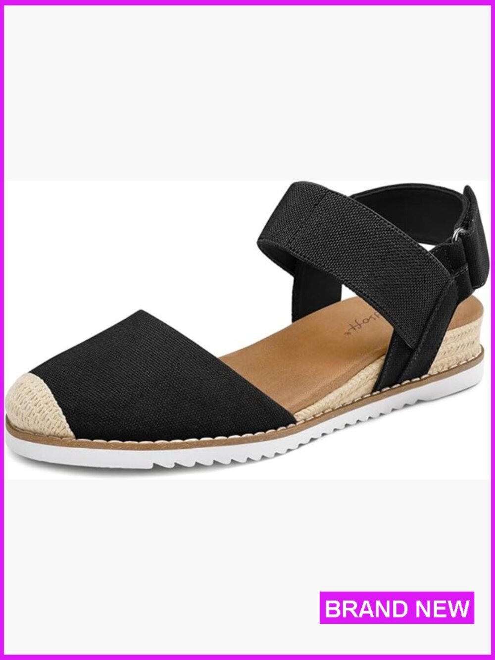 Closed Toe Wedge Sandals with Elastic Ankle Strap Espadrilles Low Heel